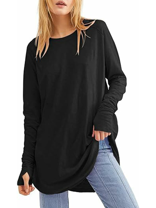 T-shirts amples décontractés pour femmes avec trous pour les pouces (3 achetés = livraison gratuite)