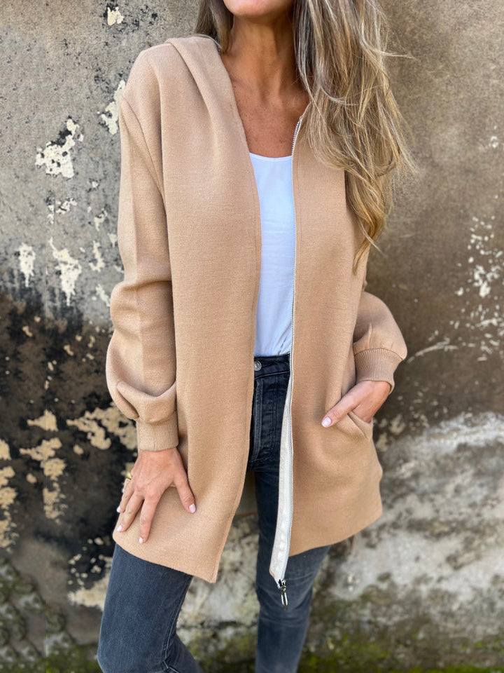 VENTE DE LIQUIDATION🔥 Veste décontractée à manches longues et col rond avec fermeture éclair
