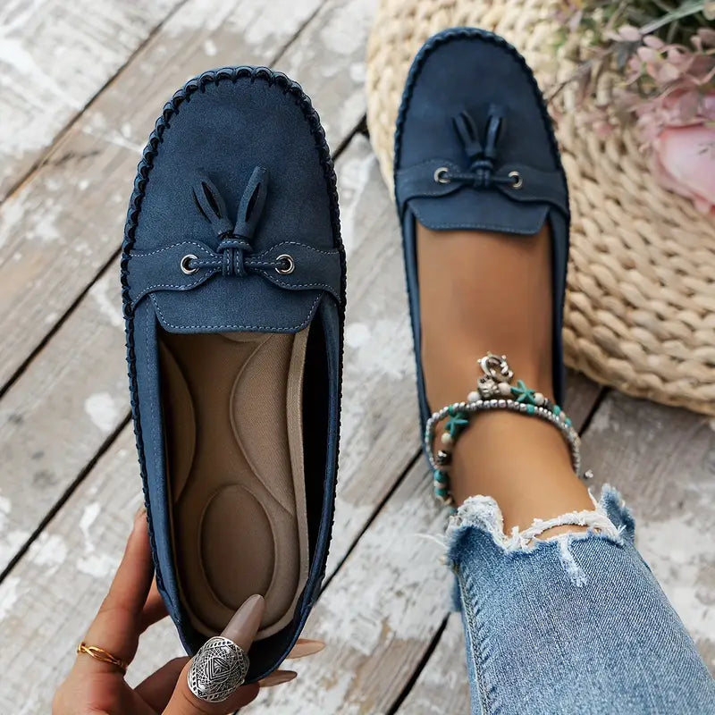 Mocassins pour femme avec nœud, confortables, souples, style vintage
