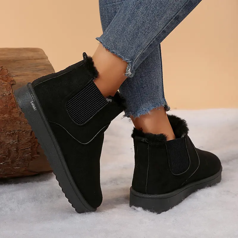 🔥 Heute bestellen & 49% RABATT erhalten - Bequeme, runde, flauschig gefütterte Slip-On Knöchel-Winterstiefel