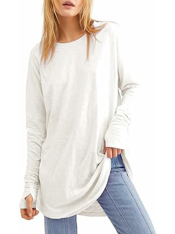 T-shirts amples décontractés pour femmes avec trous pour les pouces (3 achetés = livraison gratuite)