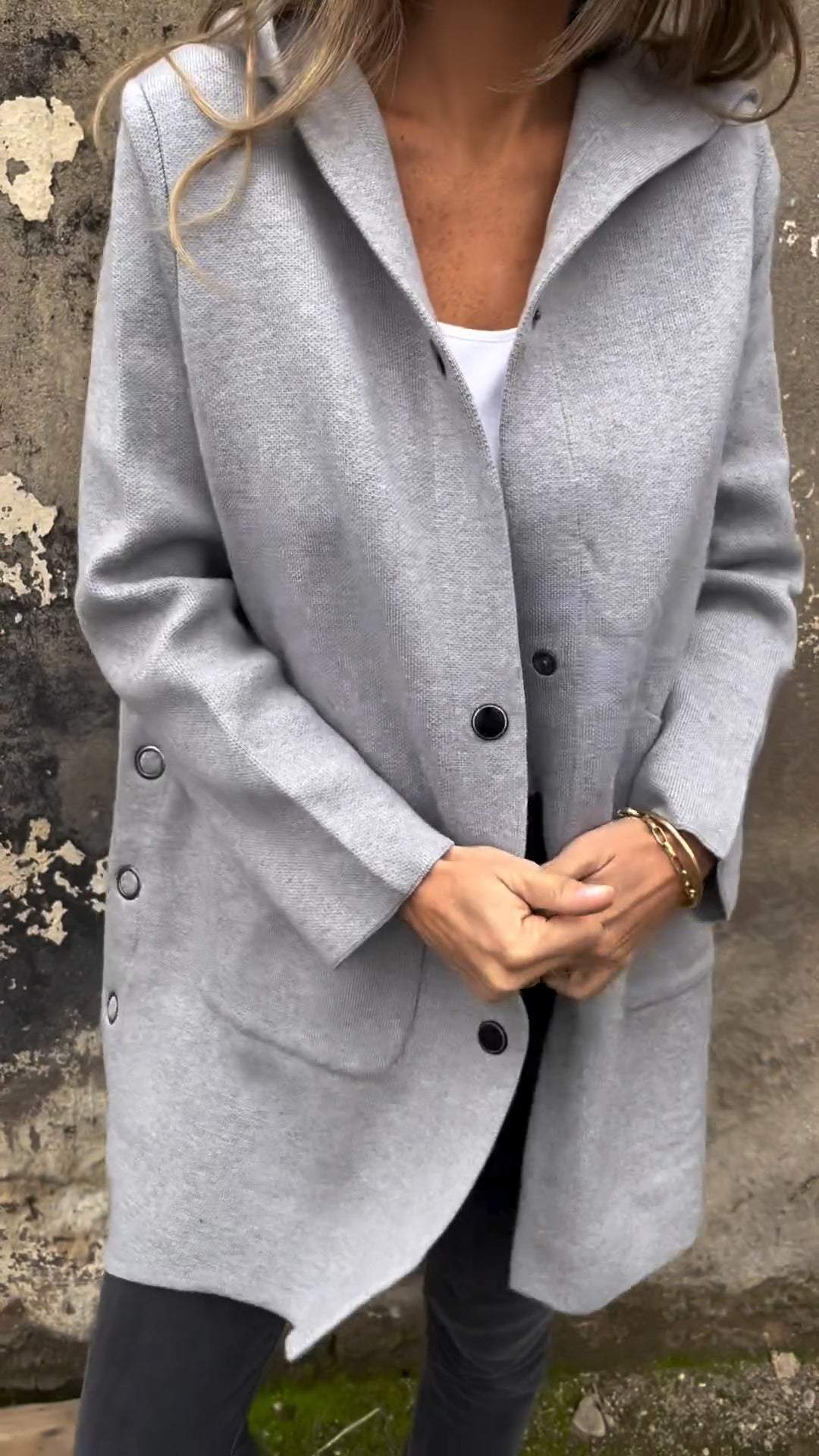 SOLDES EXCEPTIONNELLES 🔥 Veste décontractée femme à capuche, manches longues et boutonnage latéral