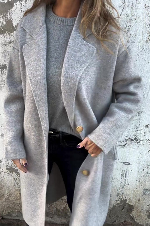 VENTE FLASH🔥 Veste décontractée ample à manches longues et revers de couleur unie - 48 % de réduction