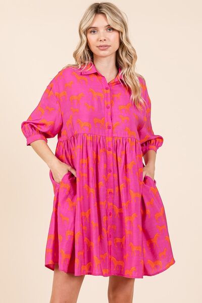 Robe courte boutonnée Mittoshop imprimé zèbre