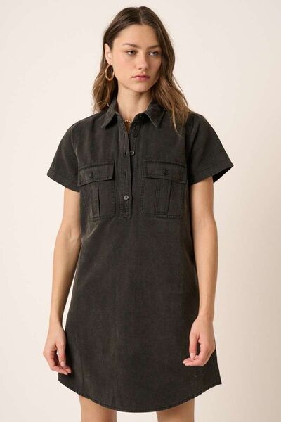 Mittoshop Hemd im Kleid-Stil mit Knopfleiste und Kragen, Kurzarm