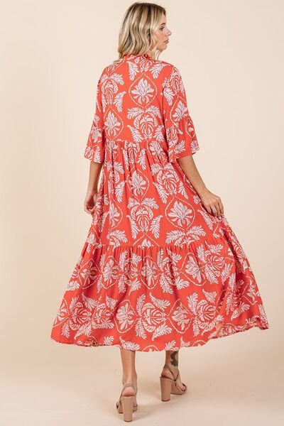 Robe à volants étagés imprimé feuilles abstraites Mittoshop