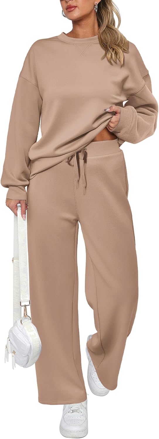 Damen Baumwoll-Zweiteiler Oversize-Half-Zip-Sweatshirt Weite Jogginghose Freizeitanzug