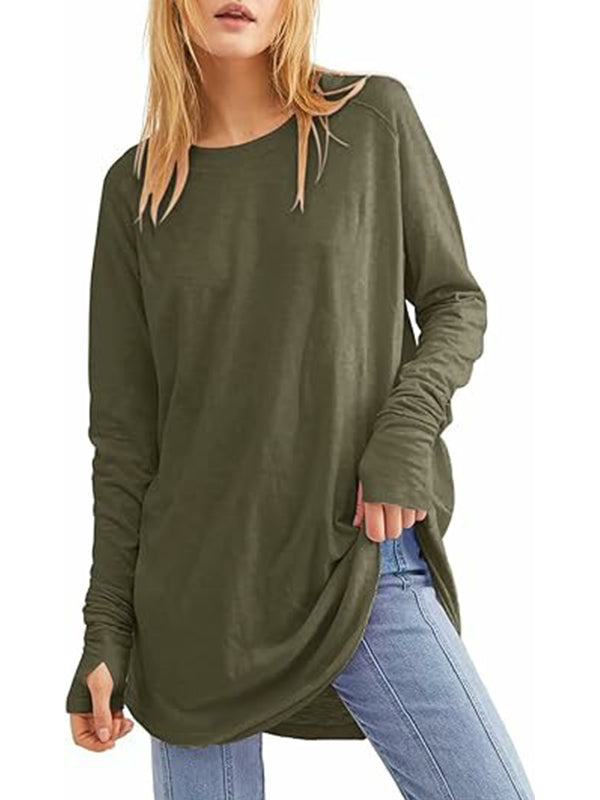 T-shirts amples décontractés pour femmes avec trous pour les pouces (3 achetés = livraison gratuite)