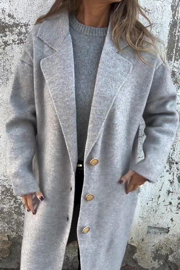 VENTE FLASH🔥 Veste décontractée ample à manches longues et revers de couleur unie - 48 % de réduction