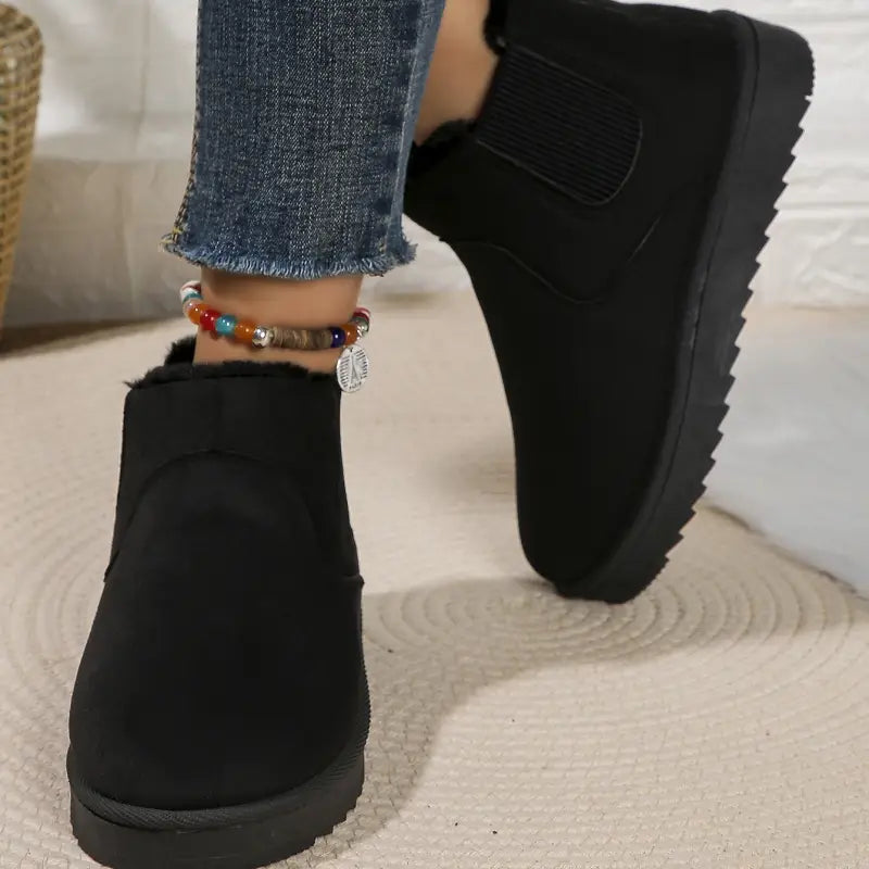 🔥 Heute bestellen & 49% RABATT erhalten - Bequeme, runde, flauschig gefütterte Slip-On Knöchel-Winterstiefel