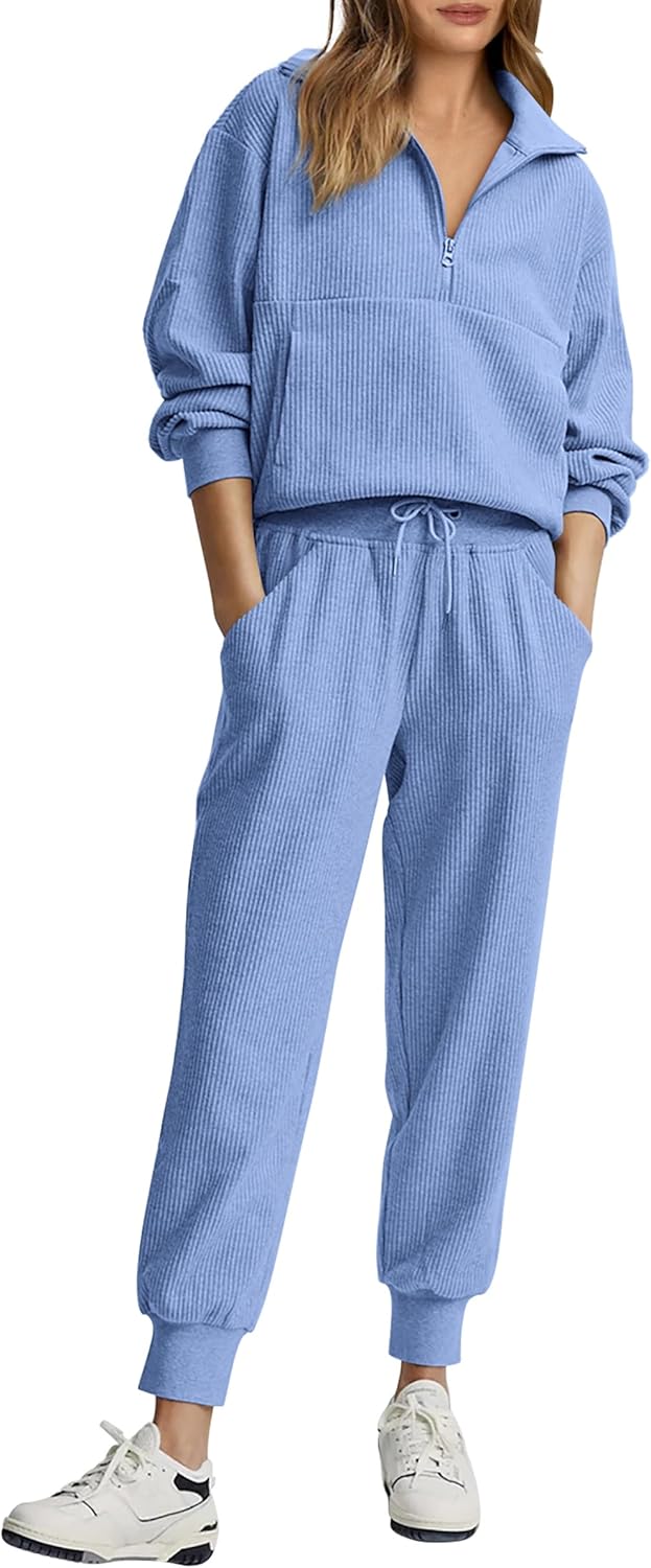 NEU 🔥 Zweiteiliges Damen-Set aus Baumwolle: Oversized-Sweatshirt mit Kordelzug und weite Sweatpants im Casual-Stil