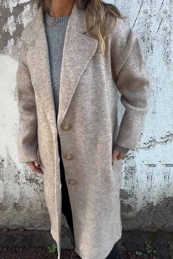VENTE FLASH🔥 Veste décontractée ample à manches longues et revers de couleur unie - 48 % de réduction