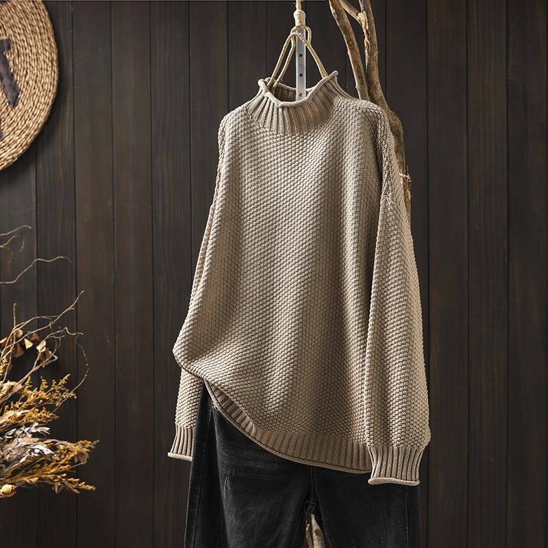 Rollkragenpullover mit dreidimensionalem Rautenstrickmuster