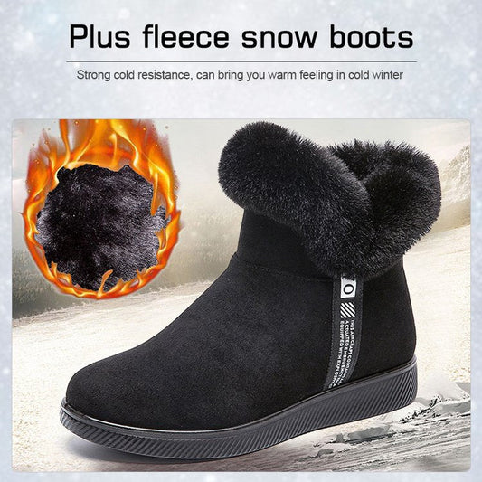 Bottes de ski en peluche à fermeture éclair latérale pour femme