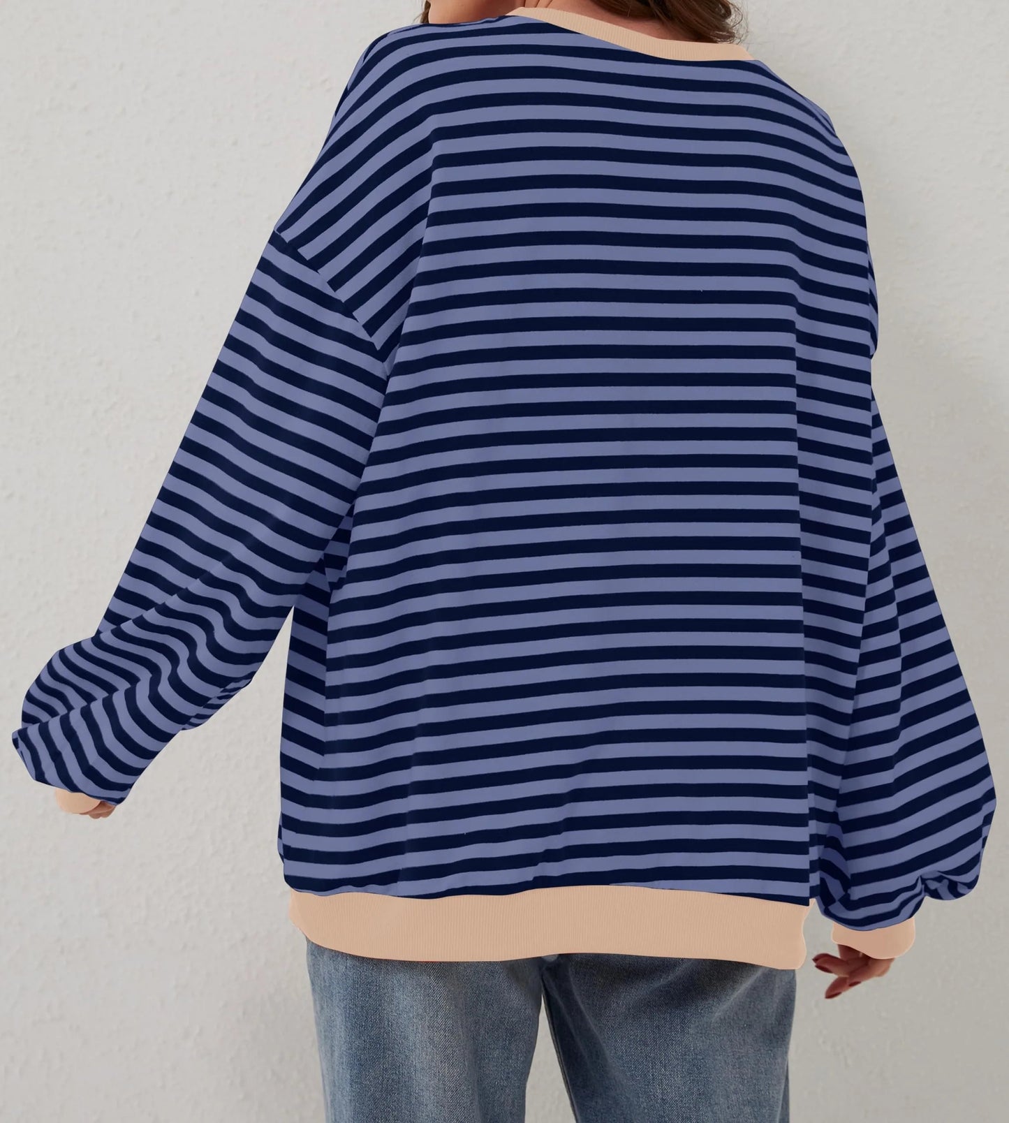 Pull à manches longues rayé oversize pour femme (achetez-en 2, livraison gratuite)