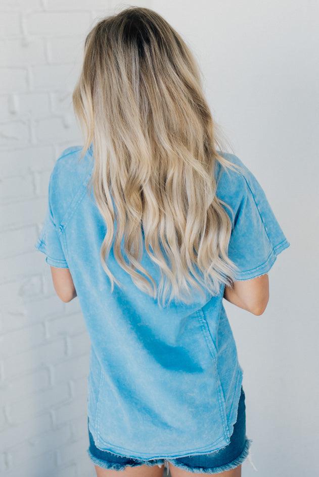 T-shirt boutonné délavé femme (Achetez-en 2, livraison gratuite)
