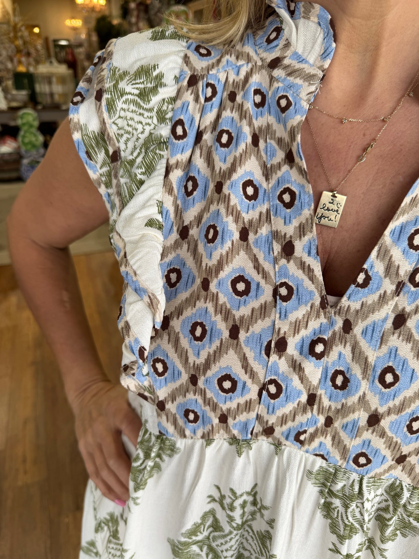 Damen Freizeit Midikleid mit Rüschenärmeln und Print (2 kaufen, kostenloser Versand)