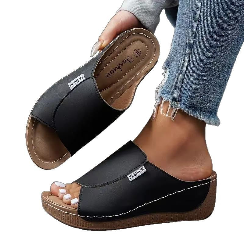 Claques confortables avec soutien de la voûte plantaire - Sandales unies respirantes pour femme