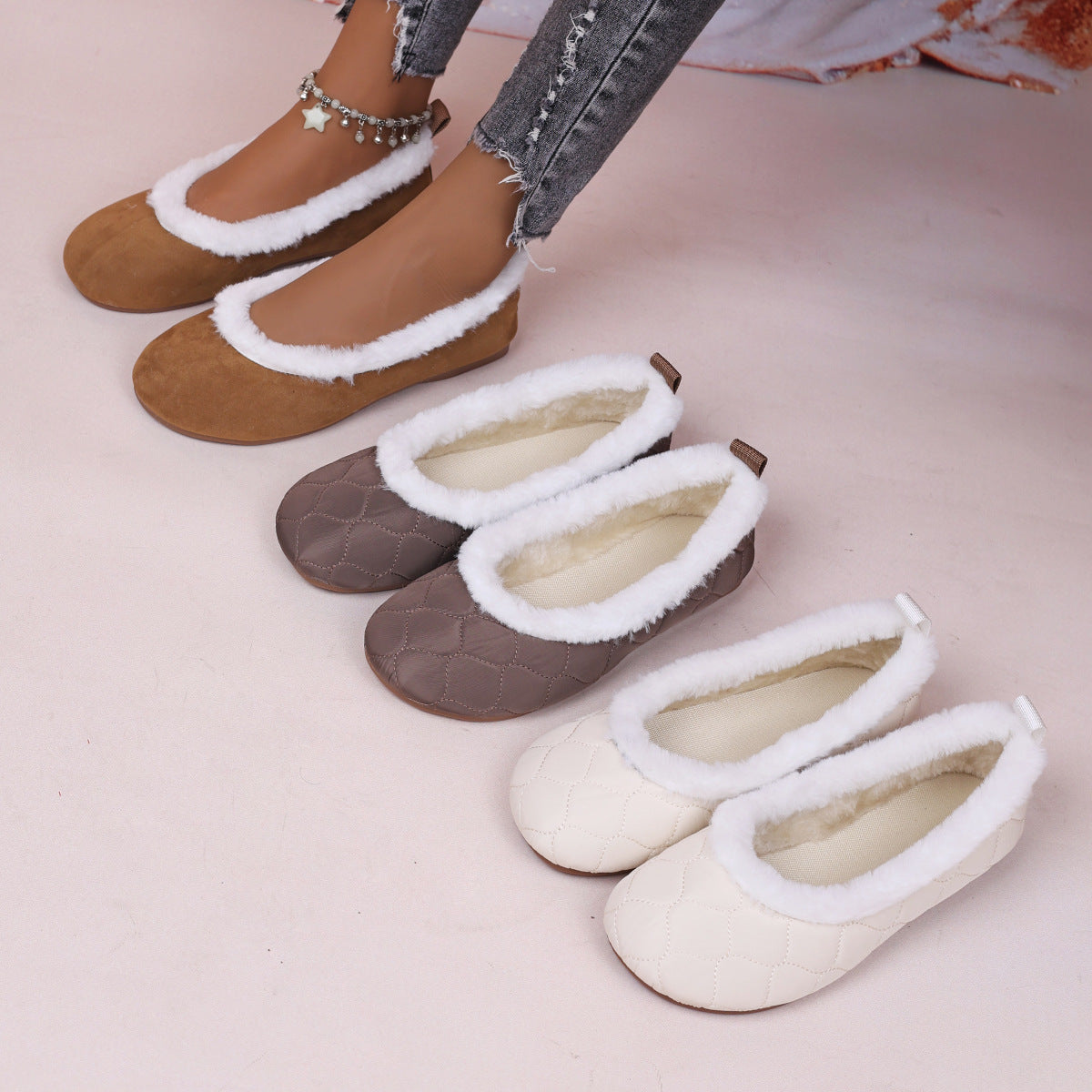 🔥 Dernière journée de promotion 50 % de réduction – Chaussures plates Mary Jane en peluche douces pour femmes