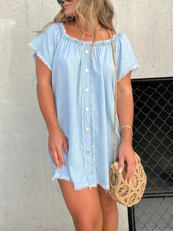 Robe en jean décontractée à manches courtes (2 achetées, livraison gratuite)