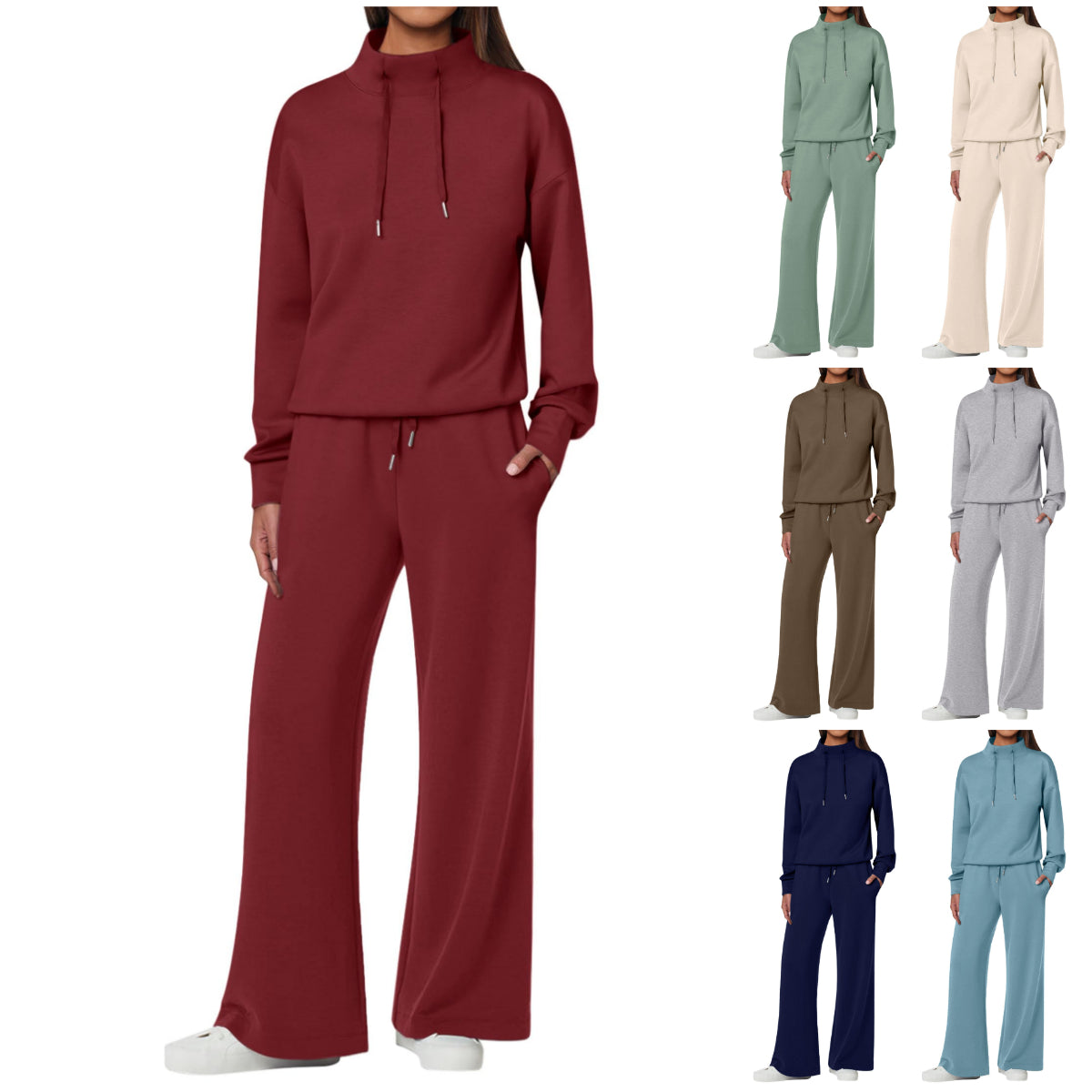 NEU 🔥 Damen Baumwolle Zweiteiler Oversized Kapuzenpullover Weite Beine Jogginghose Lässiges Set