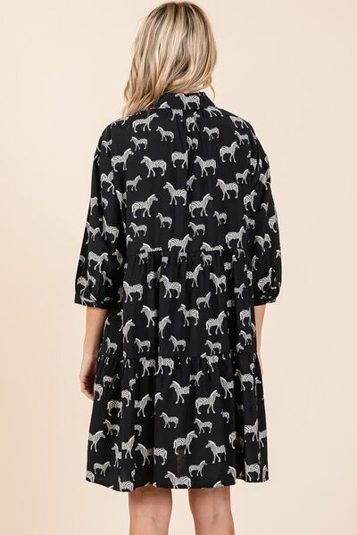 Mini-robe chemise boutonnée à imprimé zèbre Mittoshop