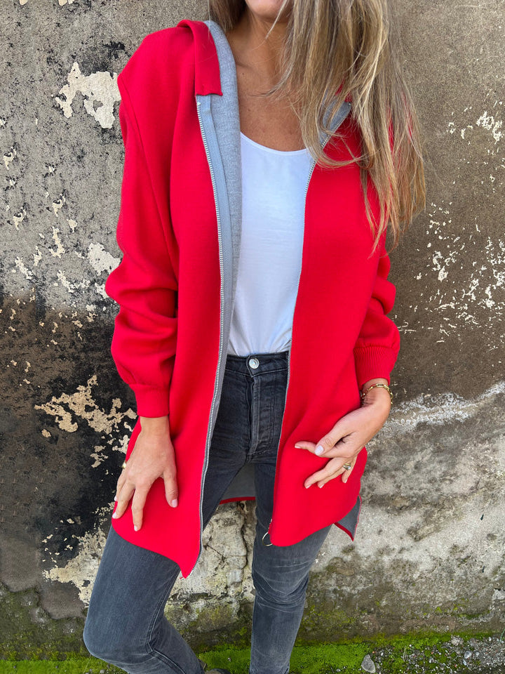 VENTE DE LIQUIDATION🔥 Veste décontractée à manches longues et col rond avec fermeture éclair