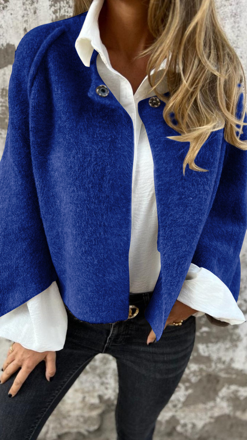 NOUVEAUTÉ - 50 % DE RÉDUCTION 🔥 Manteau en coton et laine à col rond et manches longues pour femme