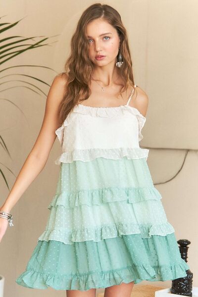 Mini-robe étagée à volants Adora à pois suisses