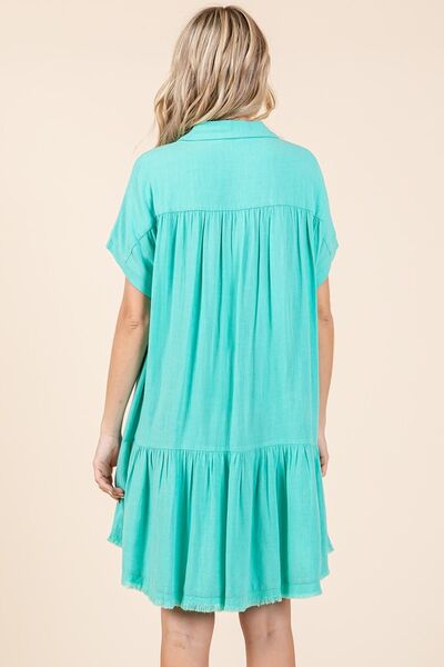 Mini-robe chemise en mélange de lin et boutonnée Mittoshop