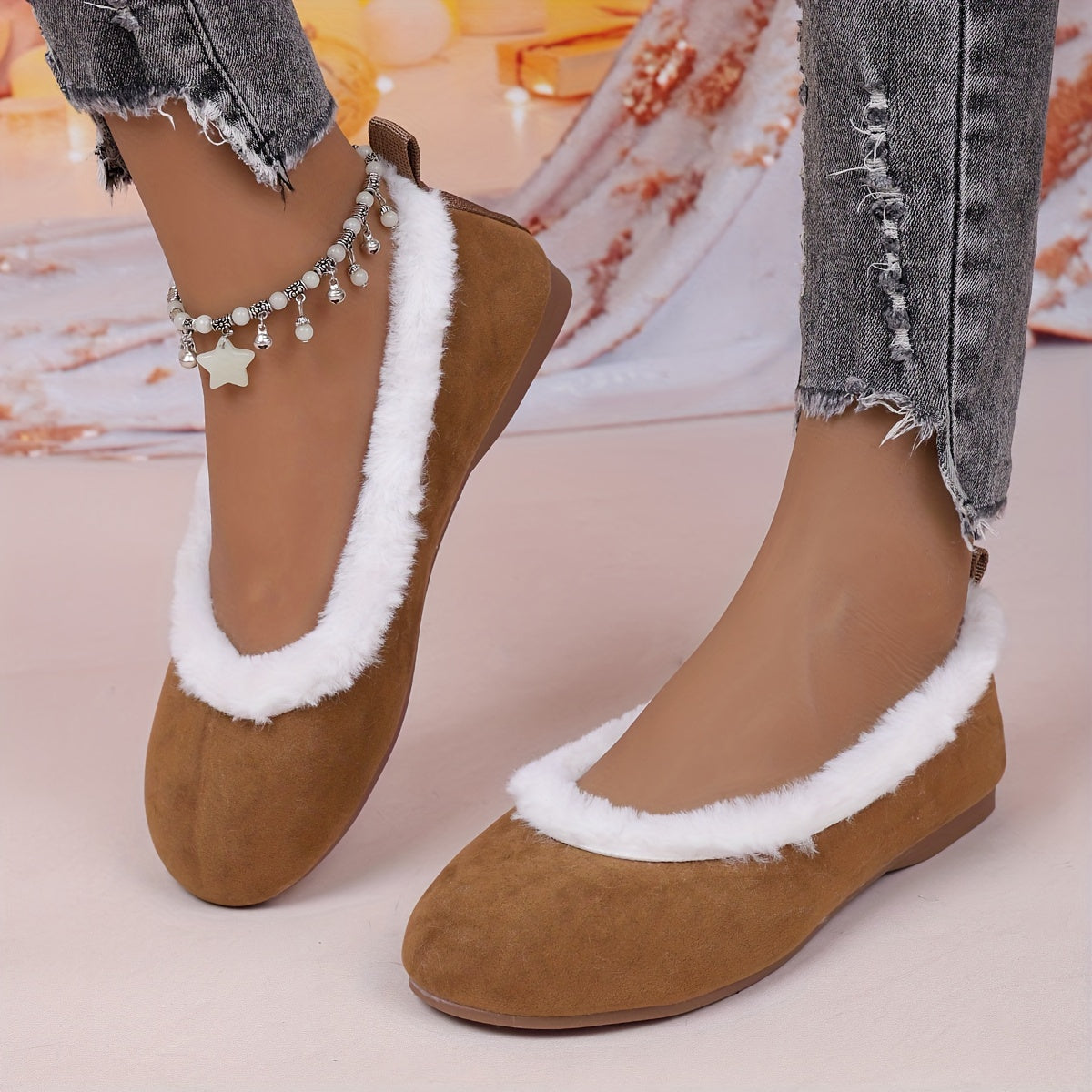 🔥 Dernière journée de promotion 50 % de réduction – Chaussures plates Mary Jane en peluche douces pour femmes
