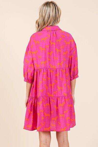 Robe courte boutonnée Mittoshop imprimé zèbre