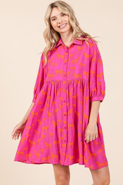 Robe courte boutonnée Mittoshop imprimé zèbre