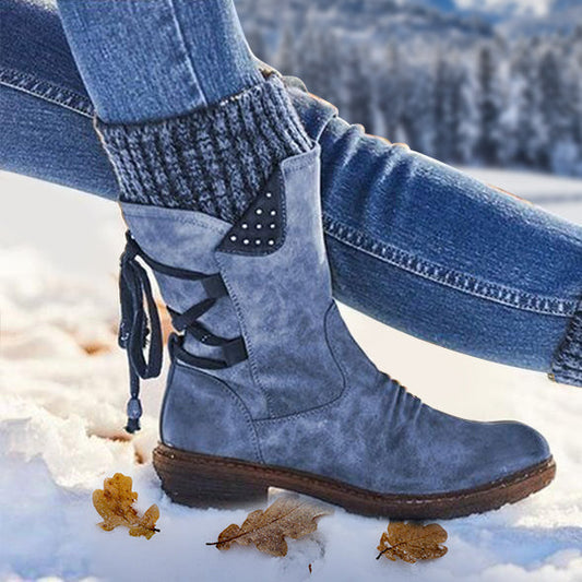 Bottes de Neige Chaudes à Lacets Arrière pour Femme