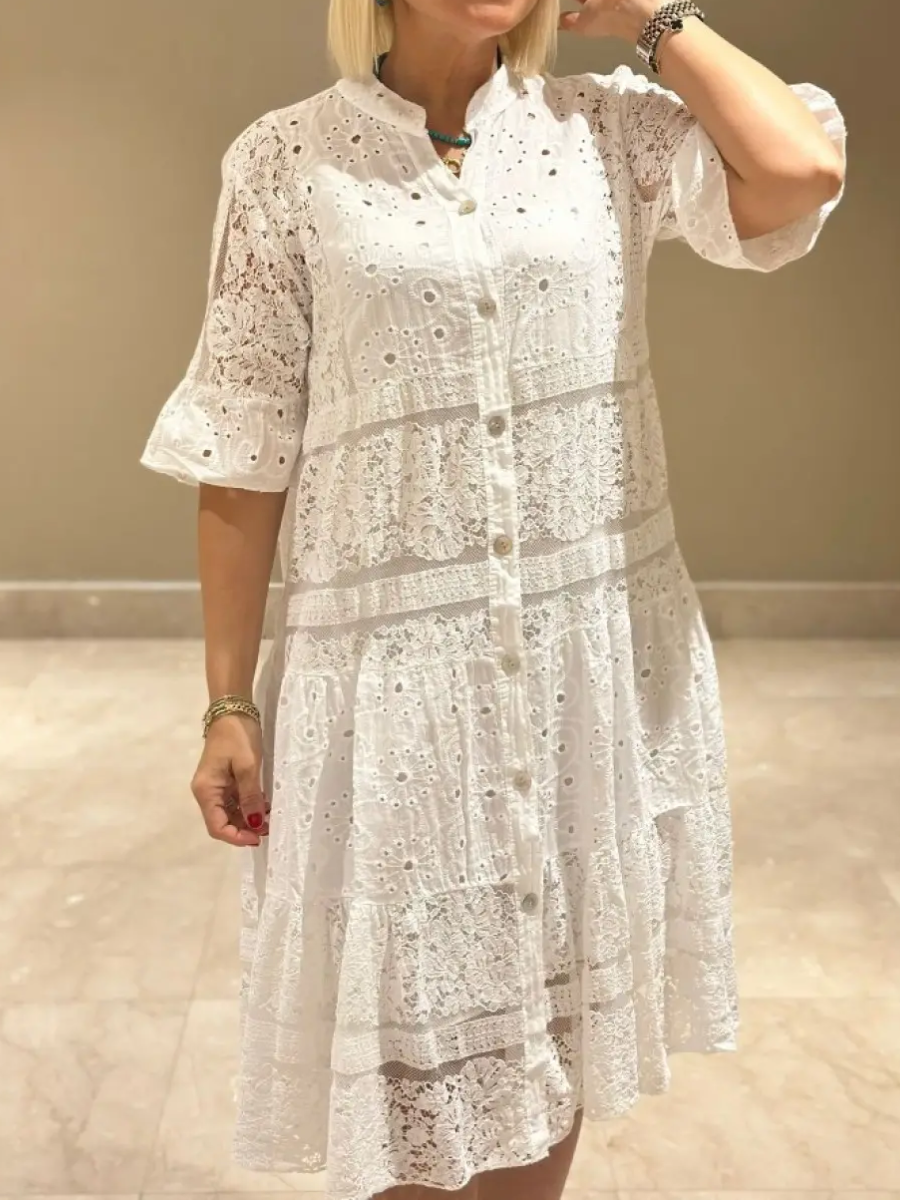 LIQUIDATION🔥Robe ajourée mi-manches col V pour femme