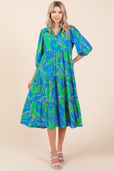 Robe midi à col imprimé étagé Mittoshop