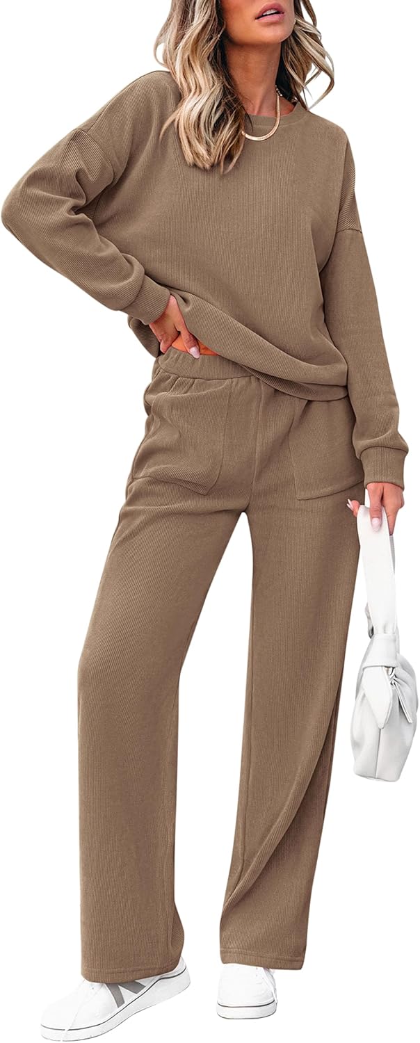 Ensemble décontracté deux pièces en coton pour femme : sweatshirt demi-zip oversize et pantalon de survêtement large