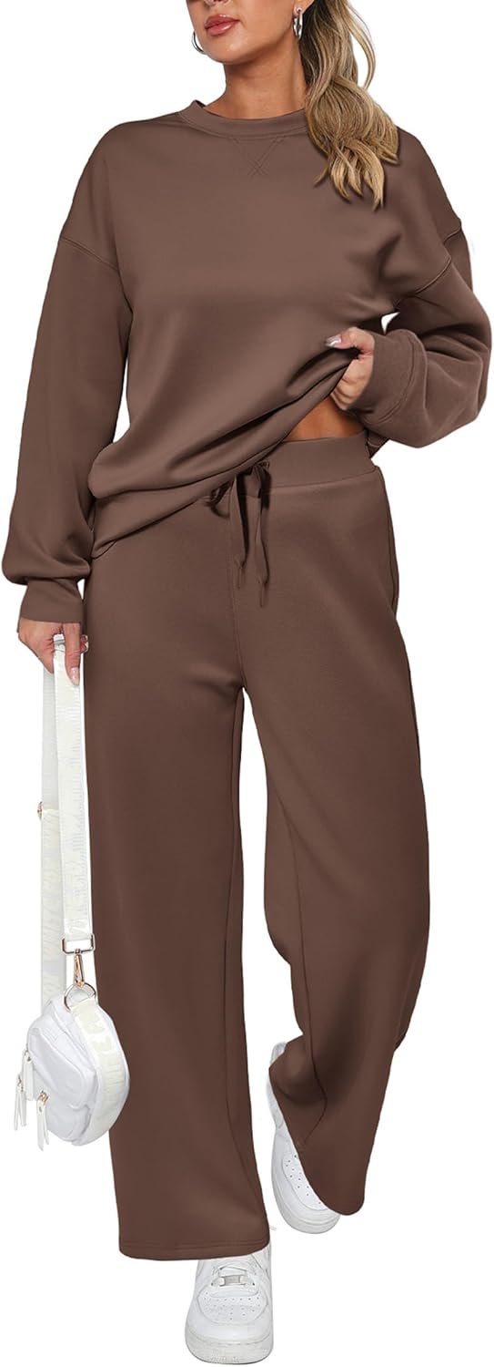 Damen Baumwoll-Zweiteiler Oversize-Half-Zip-Sweatshirt Weite Jogginghose Freizeitanzug
