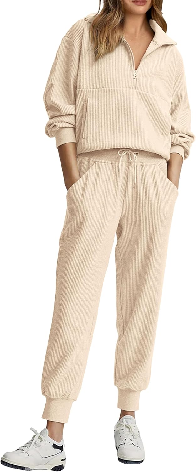 NEU 🔥 Zweiteiliges Damen-Set aus Baumwolle: Oversized-Sweatshirt mit Kordelzug und weite Sweatpants im Casual-Stil