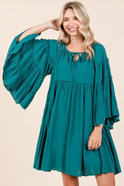 Robe Mittoshop à volants, col lavallière et manches cloche