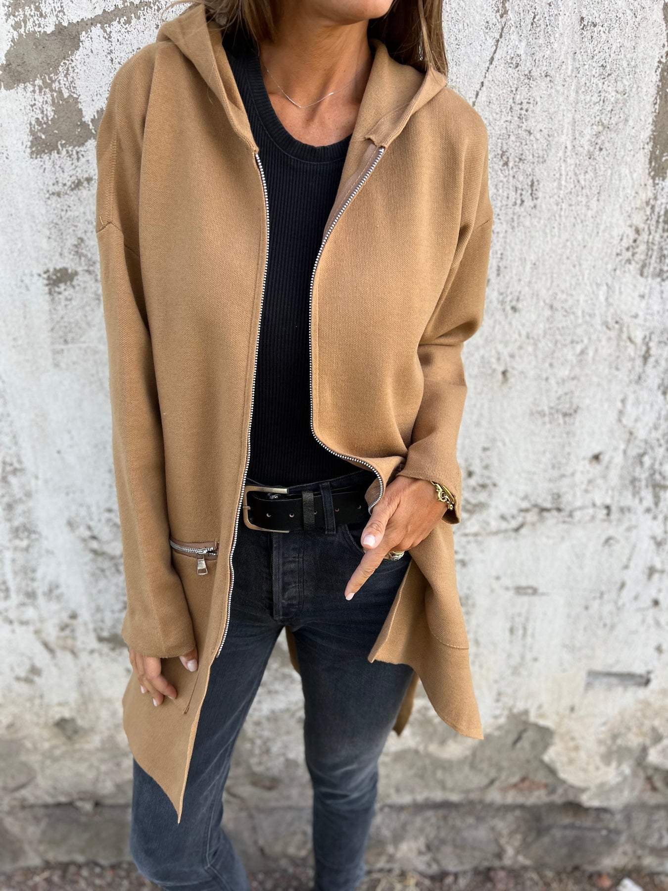 LIQUIDATION 🔥 Veste à capuche à manches longues zippée