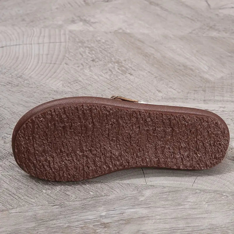 Ballerines plates en peluche à bout rond pour femmes