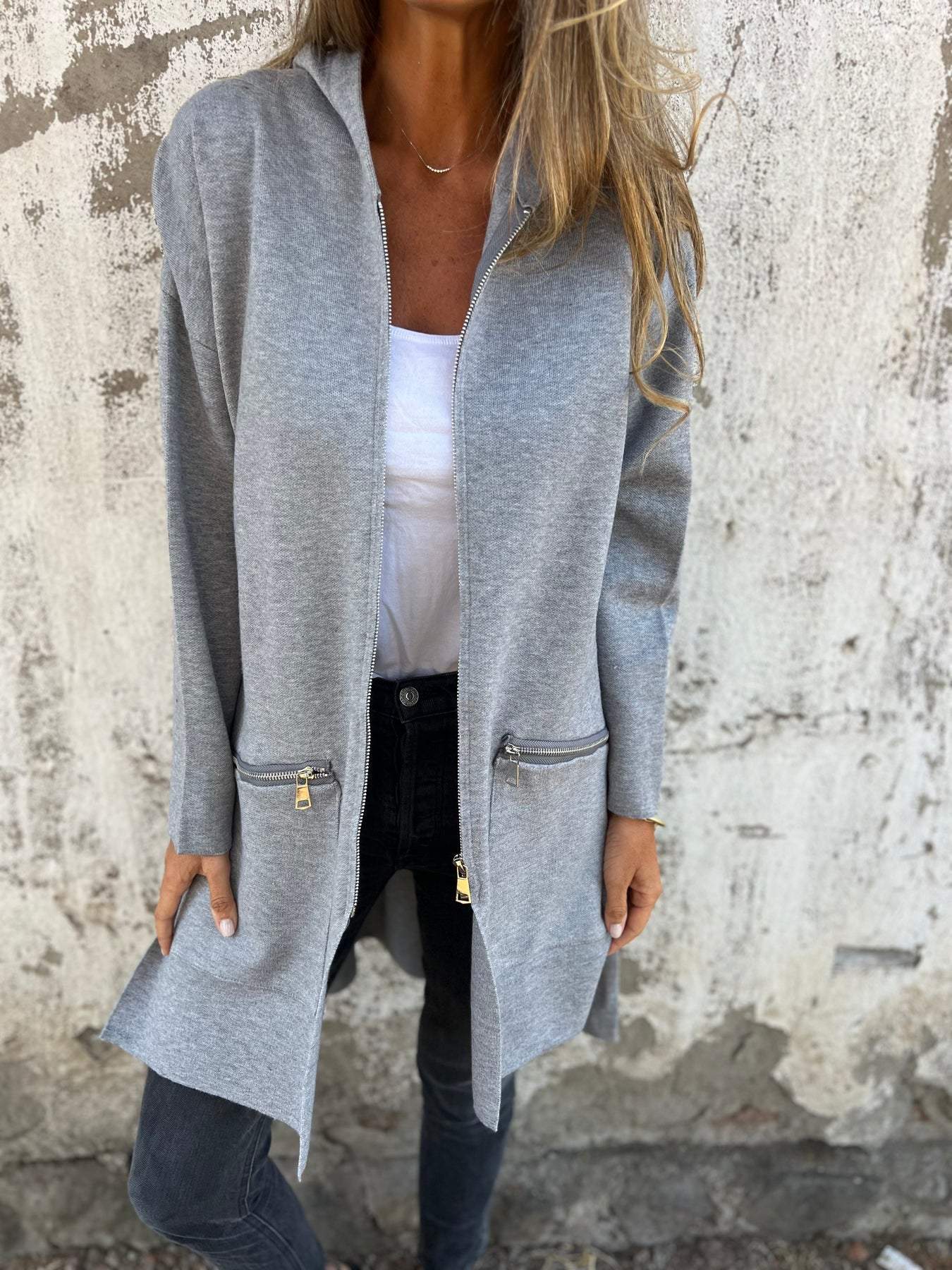 LIQUIDATION 🔥 Veste à capuche à manches longues zippée