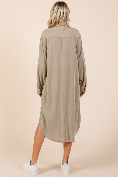 Mittoshop Hemdkleid mit langen Ärmeln und Knopfleiste