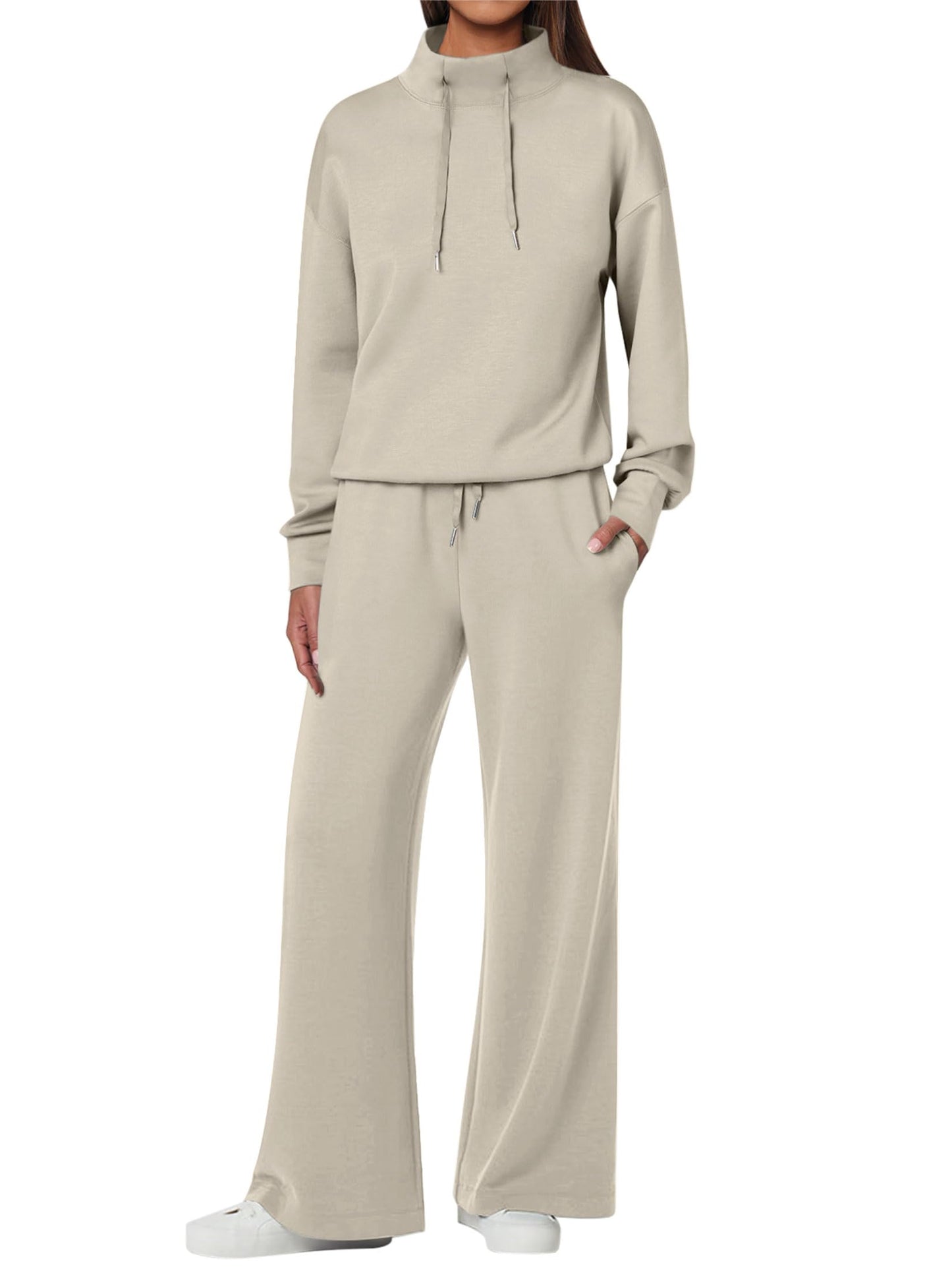 NEU 🔥 Damen Baumwolle Zweiteiler Oversized Kapuzenpullover Weite Beine Jogginghose Lässiges Set