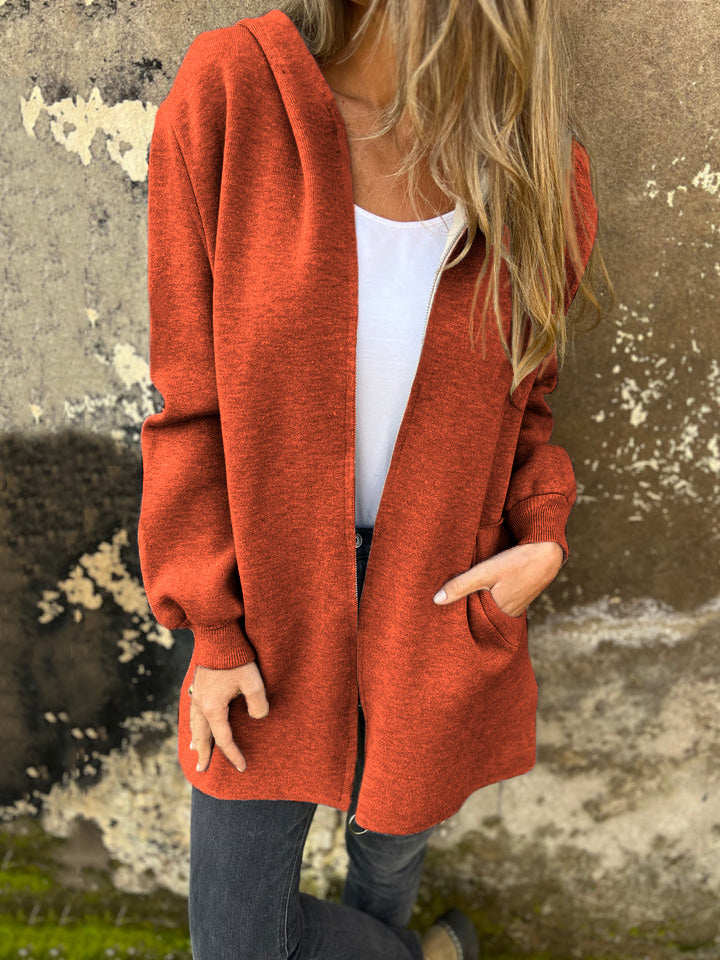 RÄUMUNGSVERKAUF🔥 Rundhals-Reißverschlussjacke mit langen Ärmeln und legerem Schnitt