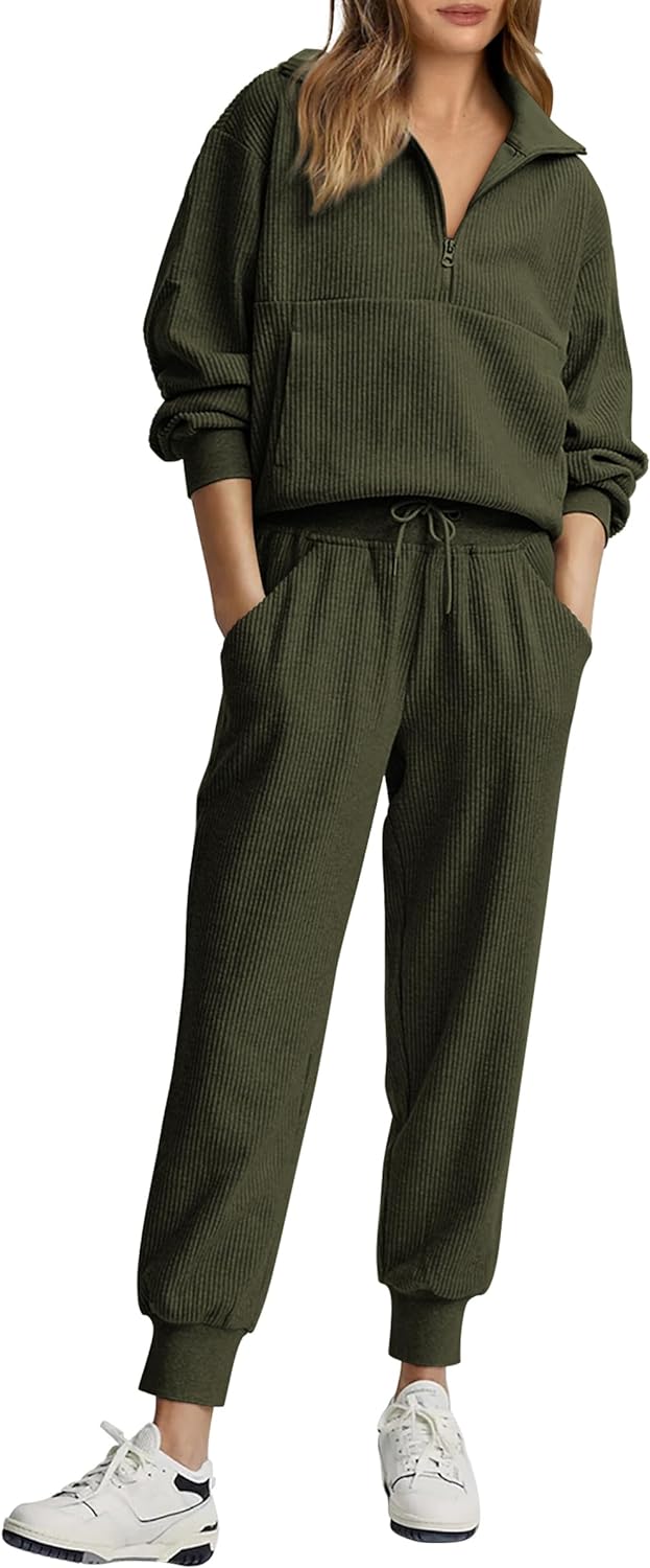 NEU 🔥 Zweiteiliges Damen-Set aus Baumwolle: Oversized-Sweatshirt mit Kordelzug und weite Sweatpants im Casual-Stil