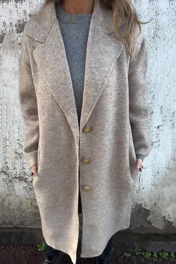 VENTE FLASH🔥 Veste décontractée ample à manches longues et revers de couleur unie - 48 % de réduction