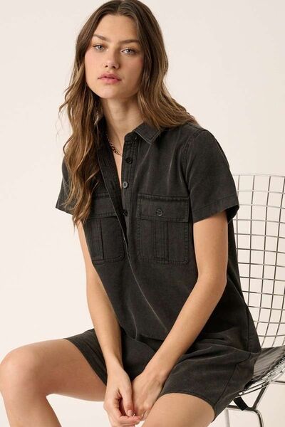Mittoshop Hemd im Kleid-Stil mit Knopfleiste und Kragen, Kurzarm