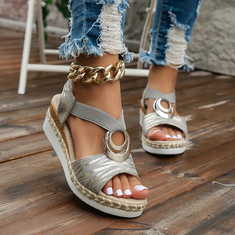 🔥Dernière promotion 50% de réduction - Sandales orthopédiques compensées en cuir pour femmes